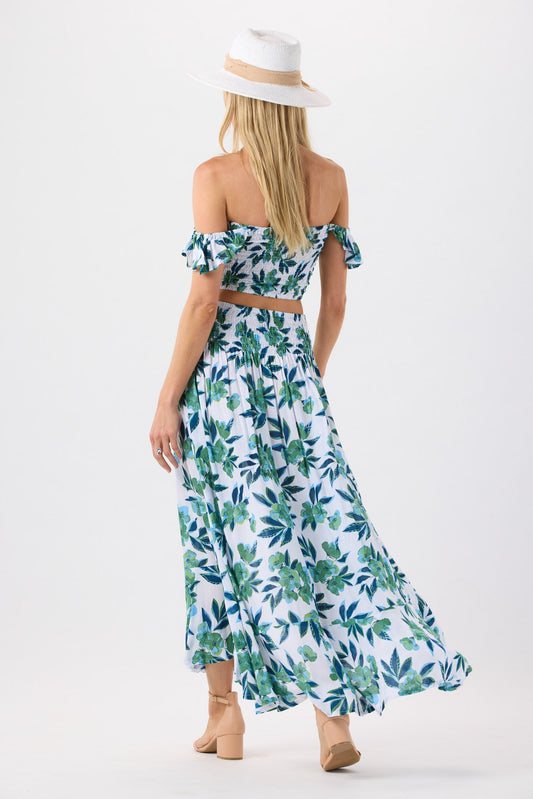 Hollie Crop Top - Sea Blossom Blue