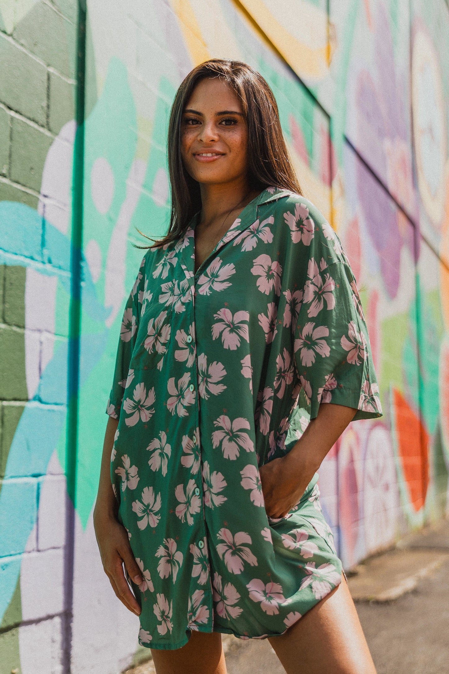Aloha Shirt Dress - Island Bloom Jungle