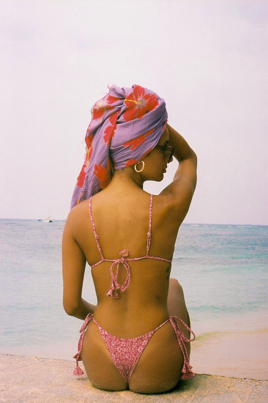 Coconut Ave Pareu- Hibiscus Haze in Purple Ember