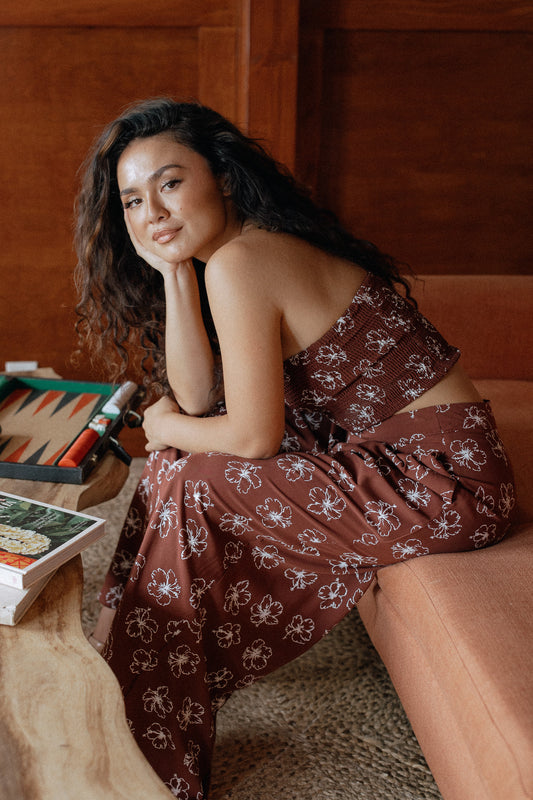 Smocked Tube Top - Chocolate Bloom