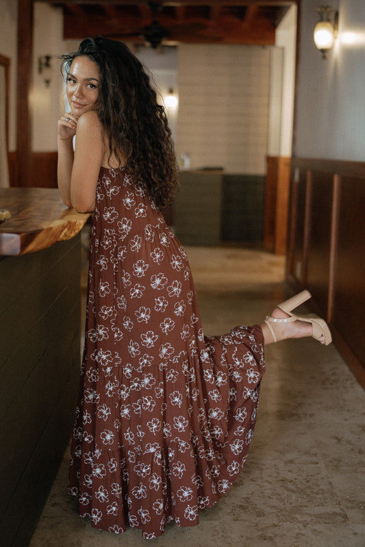 Waikiki Maxi Dress - Chocolate Bloom