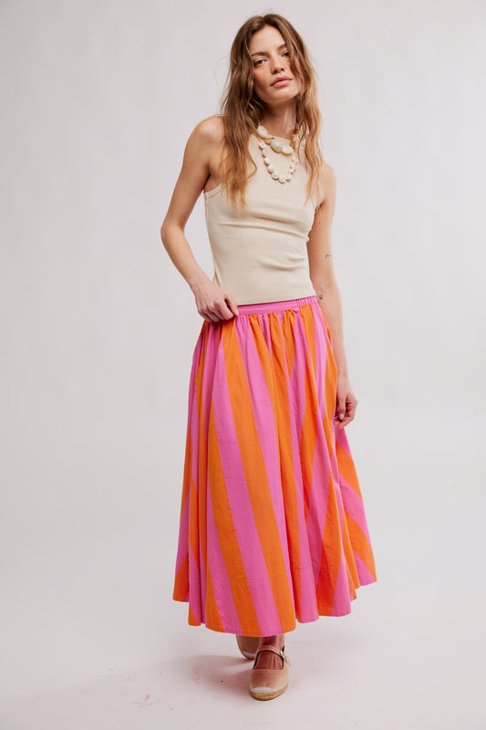 Lowen Striped Midi Skirt