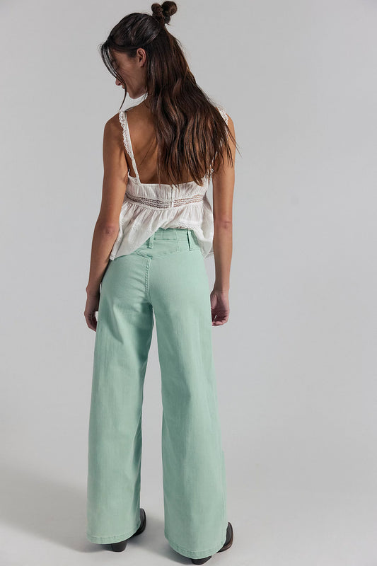 Libre Wide-Leg Jeans - Cameo Green