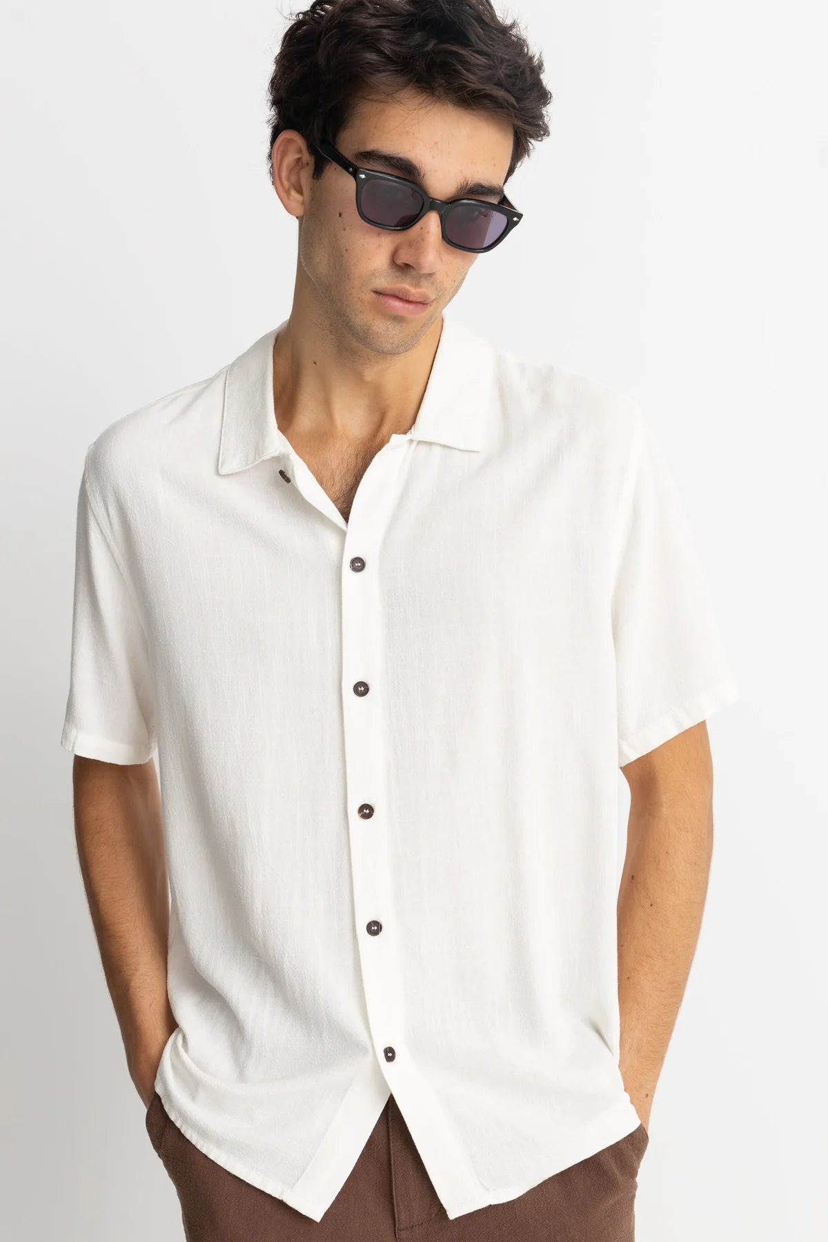 Textured Linen Short Sleeve Shirt