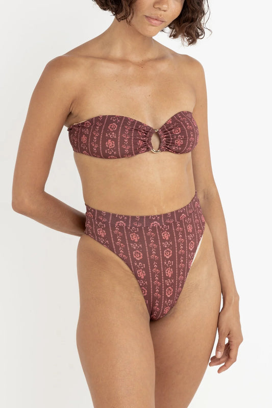 Vintage Floral Bandeau Swim Top