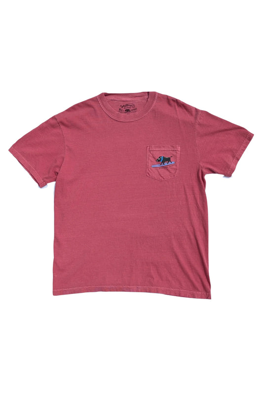 Surfing Boar Pocket Tee - Red