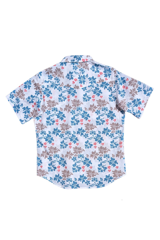 Tahitian Pareu Short Sleeve Shirt - White