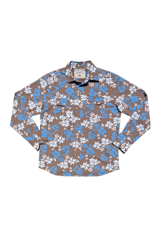 Tahitian Pareu Long Sleeve Shirt - Brown