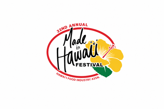 Official Made in Hawaiʻi Festival logo featuring a yellow hibiscus flower for the annual Hawaiʻi Food Industry Association event promoting locally made Hawaiʻi products and businesses.