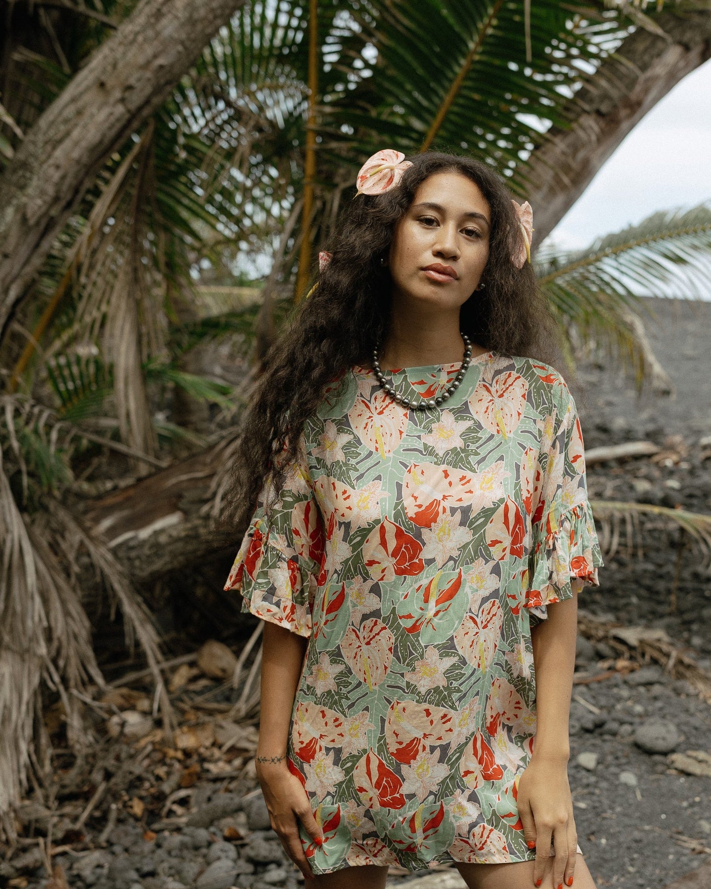 Mica Ruffle Dress - Shibori