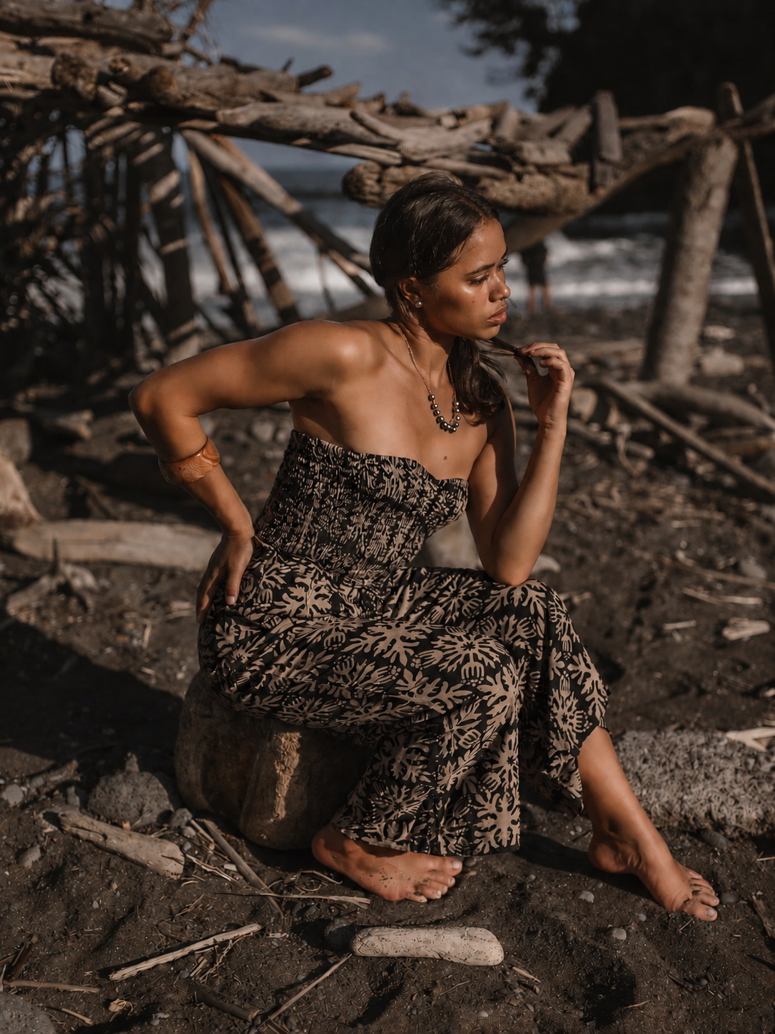 Tia Tube Top - Vintage Aloha Black Pearl