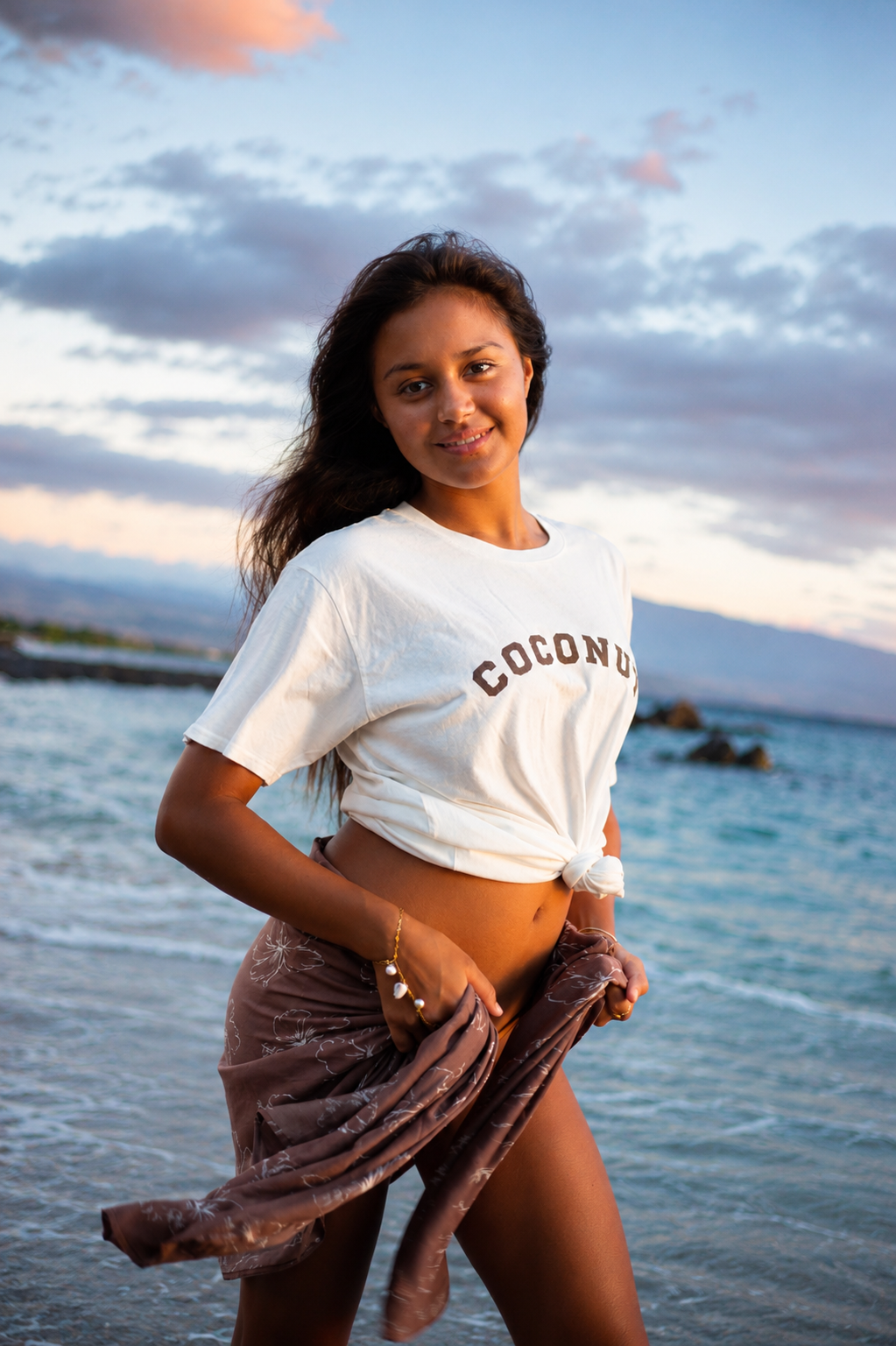 Coconut Boyfriend Tee - Coco Brown/ Sea Salt