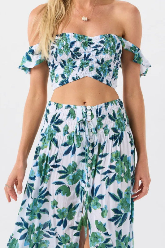Hollie Crop Top - Sea Blossom Blue