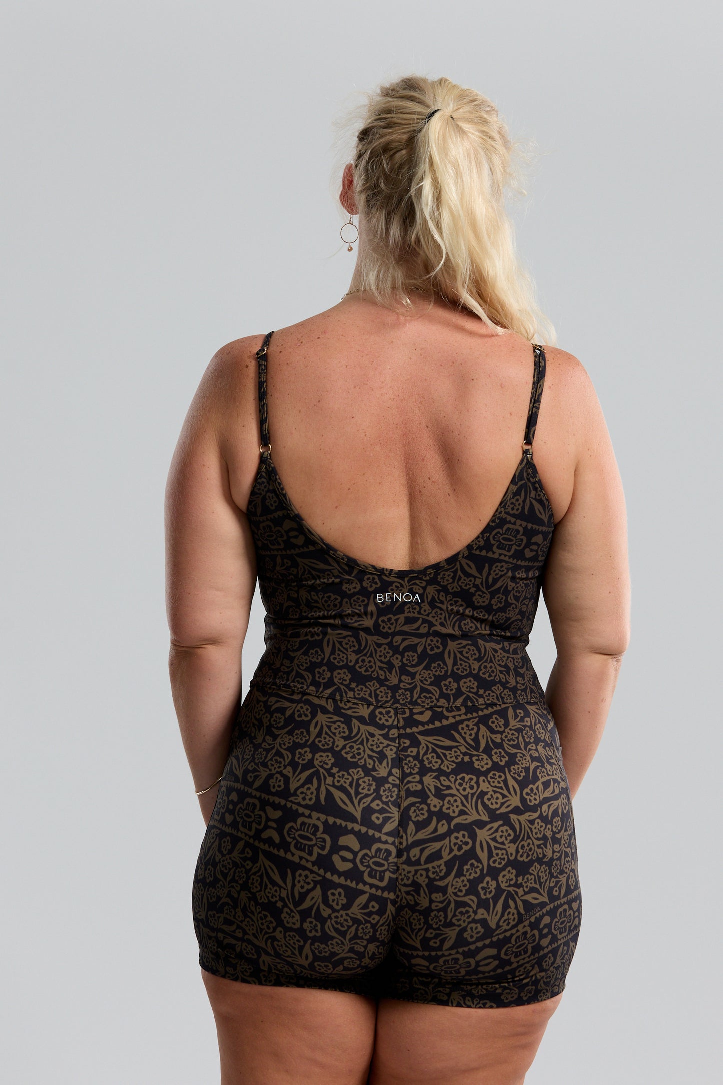 3" Active Romper - Brown Batik