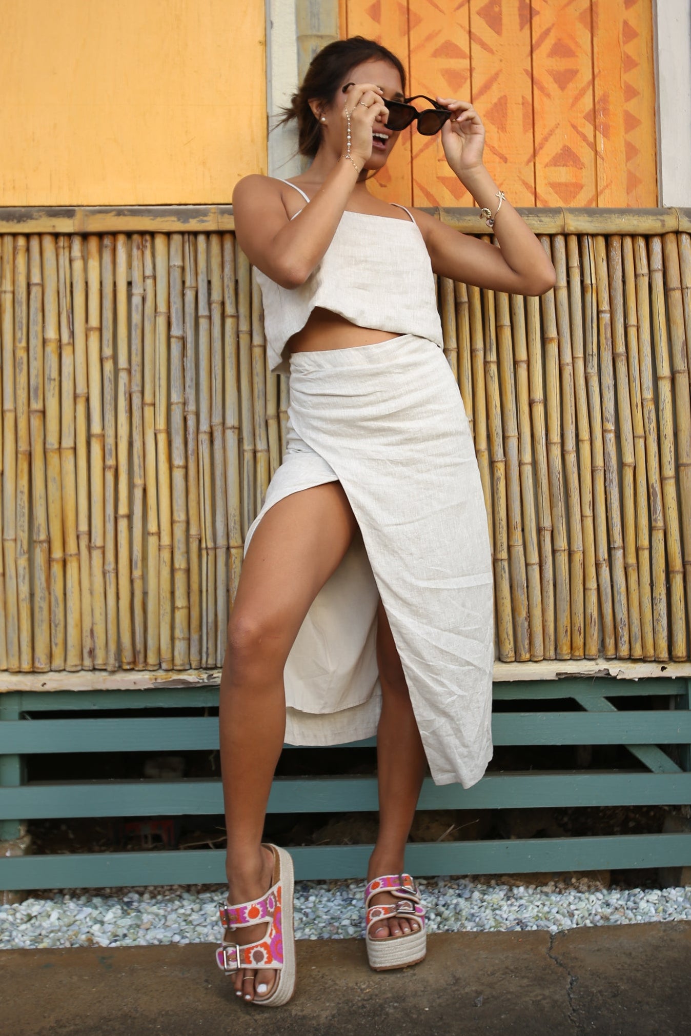 Stella Midi Skirt - Flax