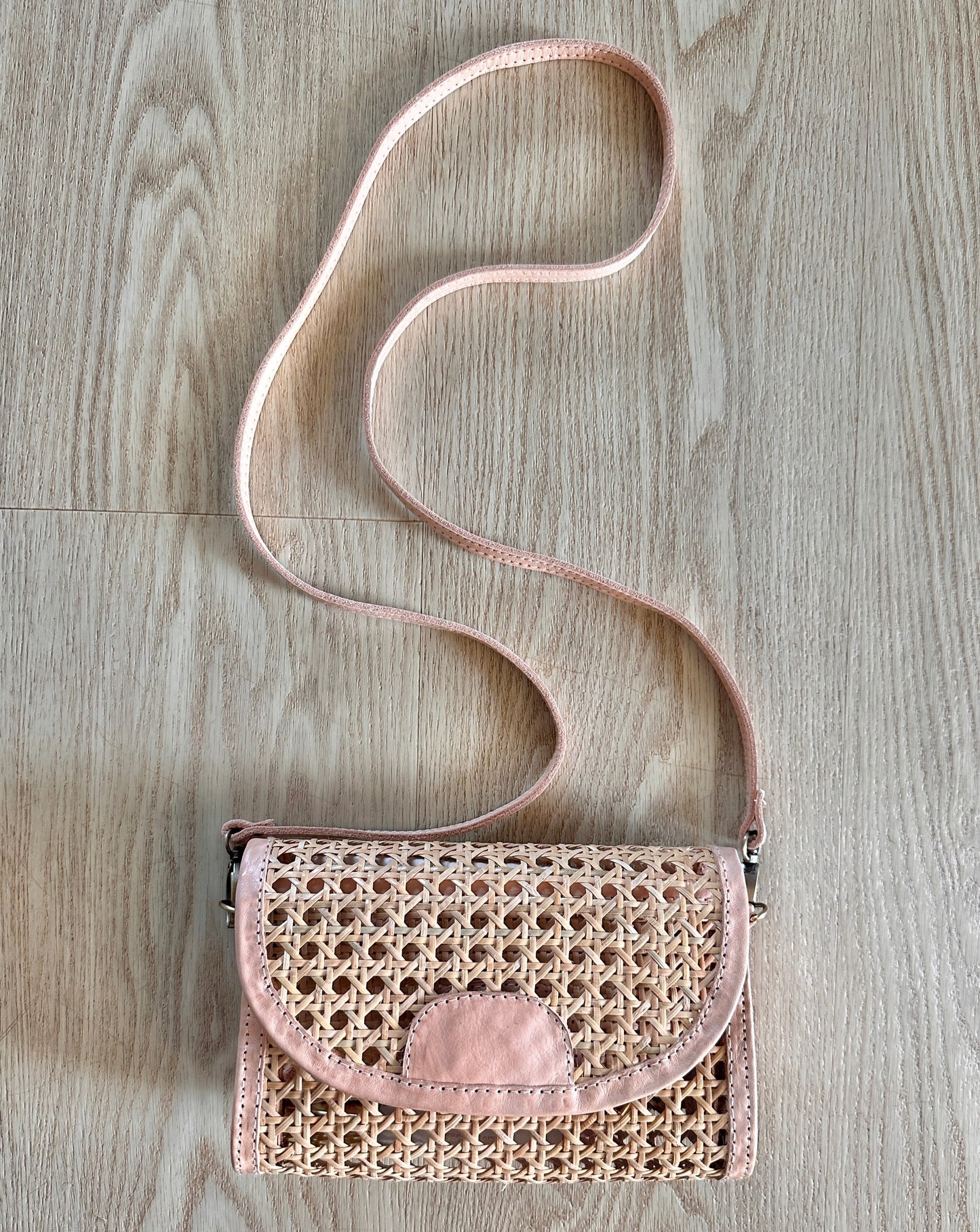 Leather & Rattan Handbag - Crossbody