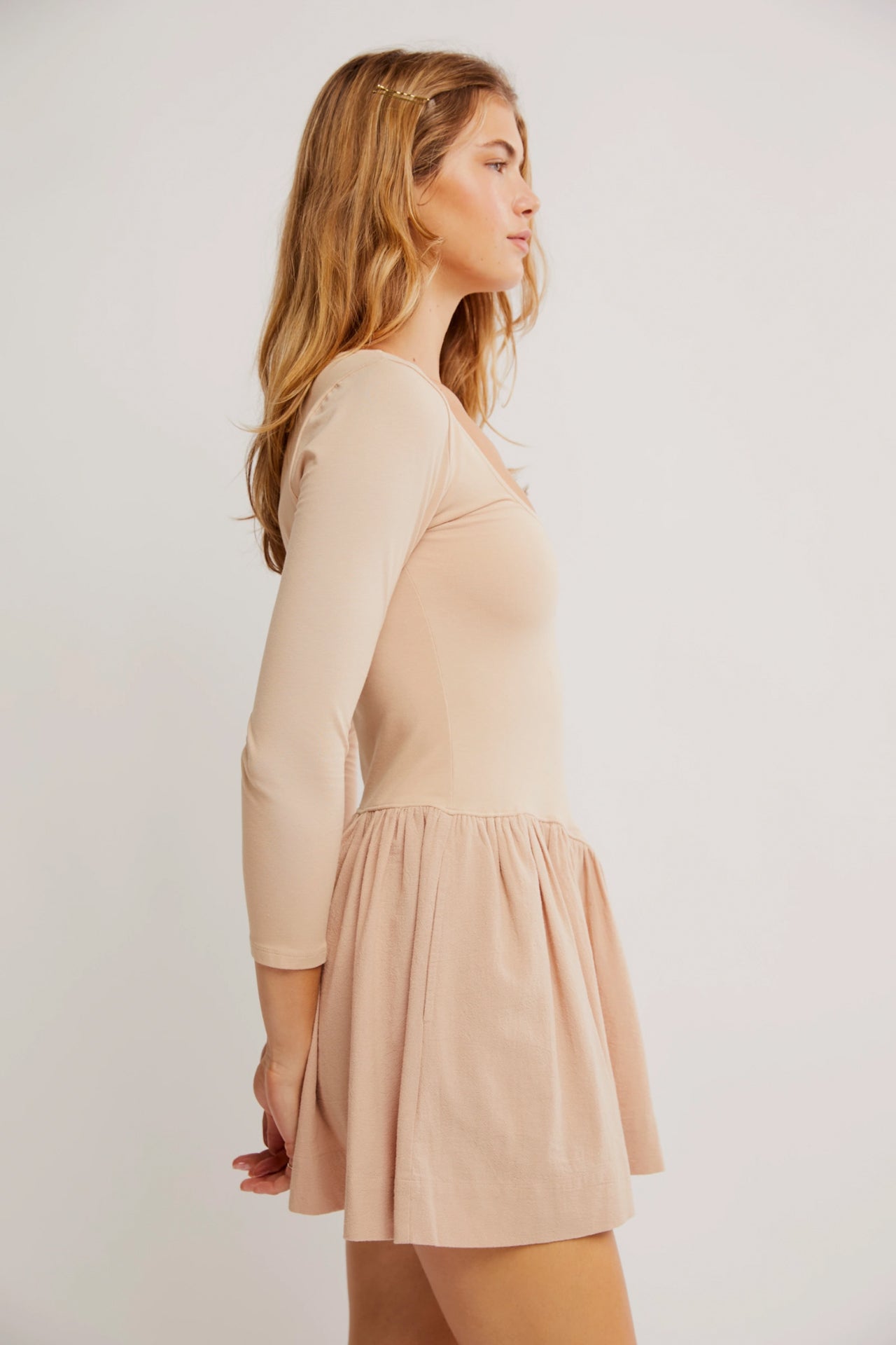 Onda Drop-Waist Long-Sleeve Mini