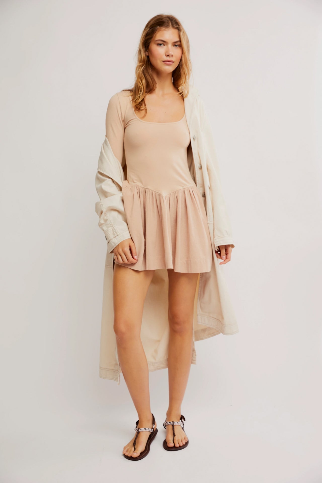 Onda Drop-Waist Long-Sleeve Mini