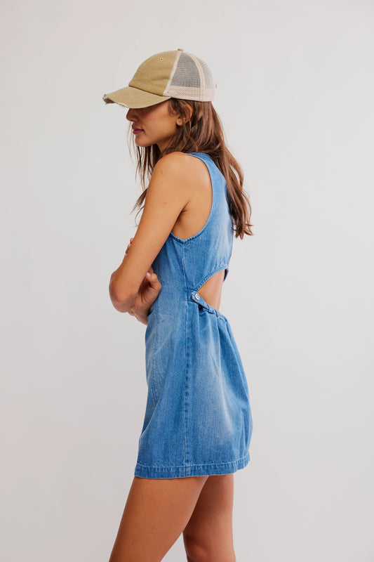 Atlas Denim Mini Dress - Blue Fade
