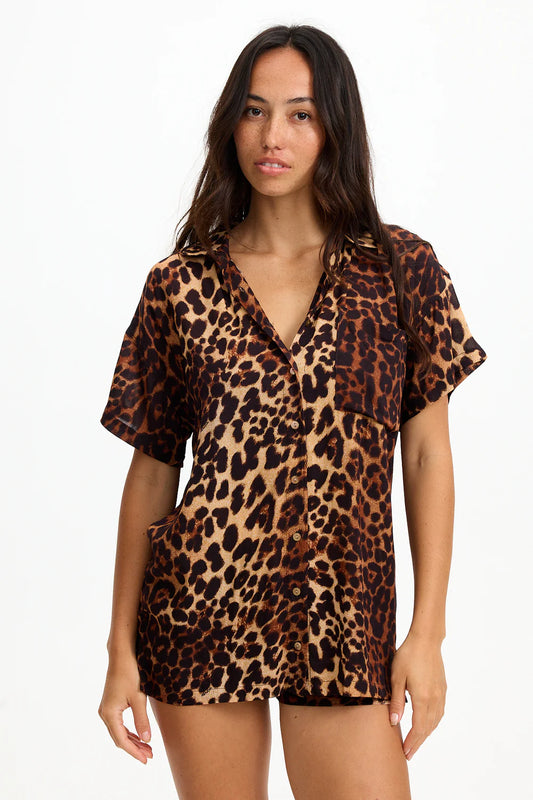 Aloha Shirt Dress - Digital Leopard