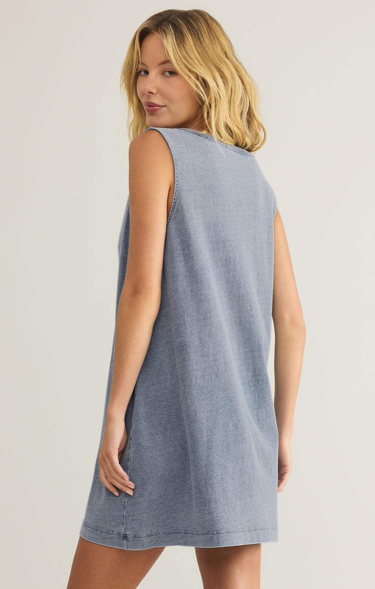 Sloane V-Neck Knit Denim Dress