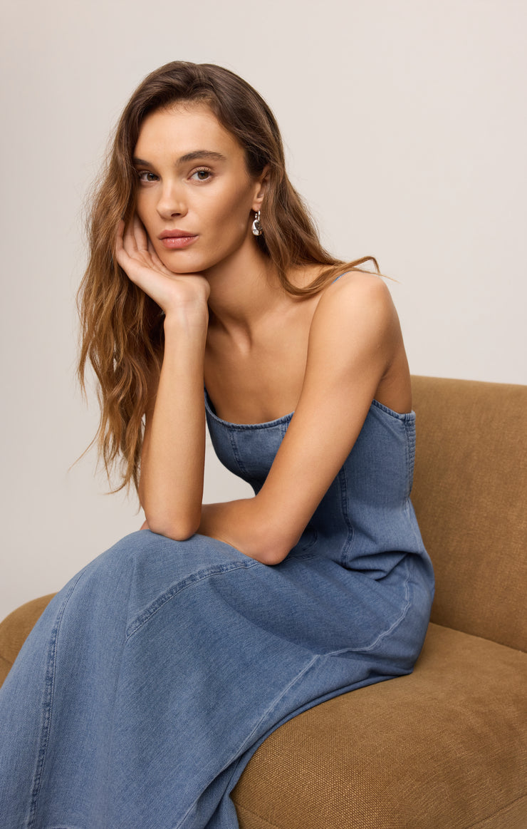Leonora Denim Midi Dress - Classic Indigo