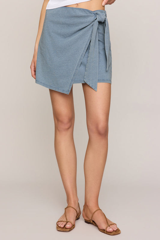 Sora Jersey Denim Mini Skirt - Ocean Air Indigo