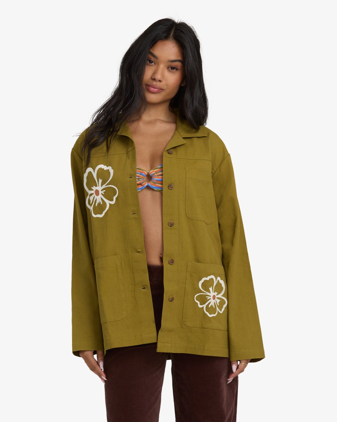 Floral Fields Shacket - Moss