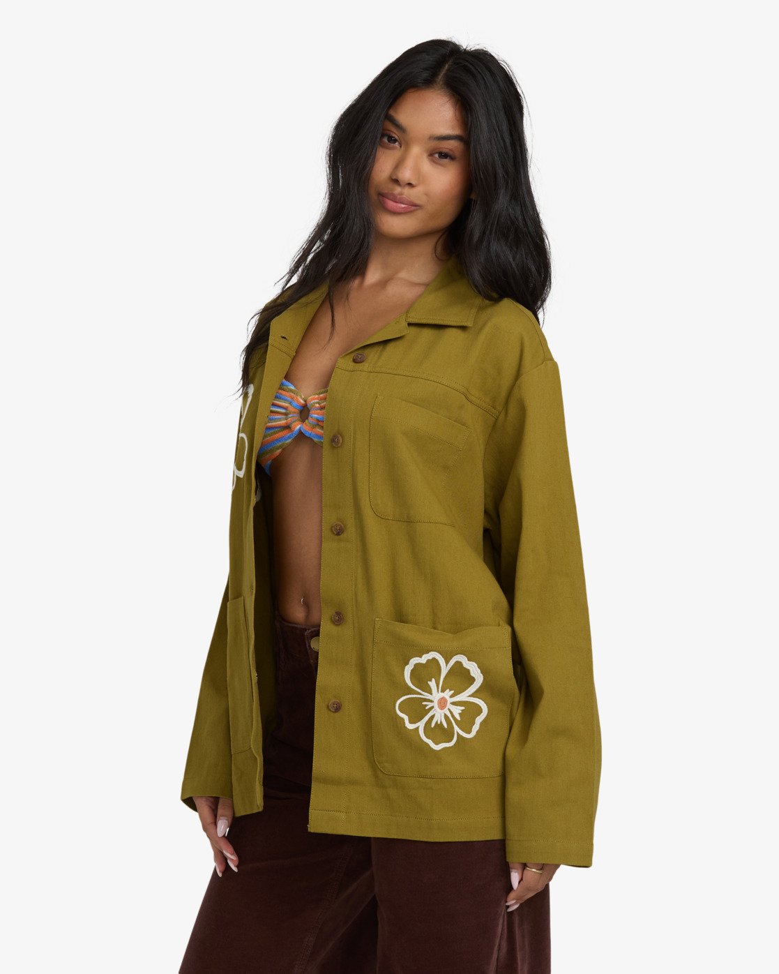 Floral Fields Shacket - Moss