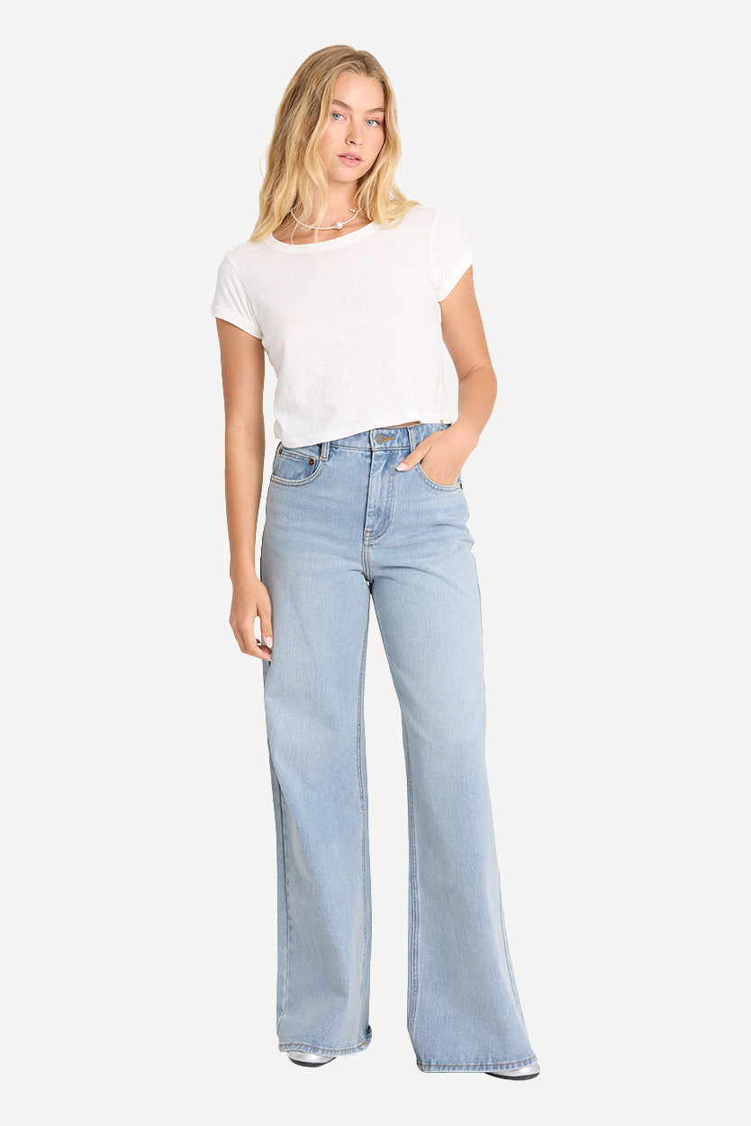 Free Fall High Waisted Flare Jeans - Light Wash