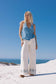 Hibiscus Wave Pant - White Cap
