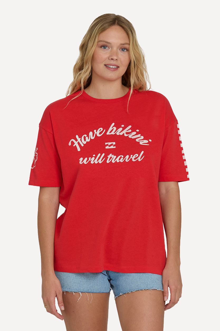I Will Travel Short Sleeve T-Shirt - Fiesta Red