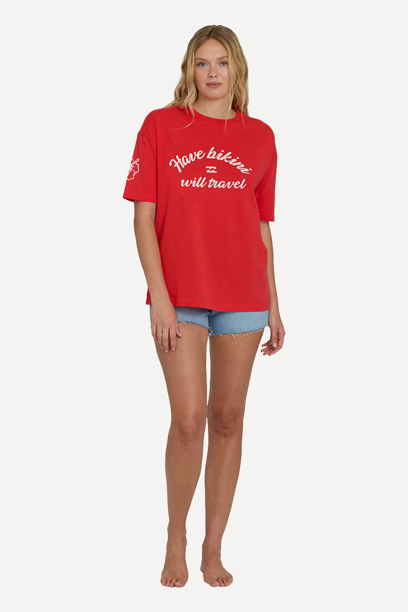 I Will Travel Short Sleeve T-Shirt - Fiesta Red