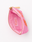 Open view of the Coconut Ave Bikini Money Coin Purse showing the zippered interior and compact storage space.