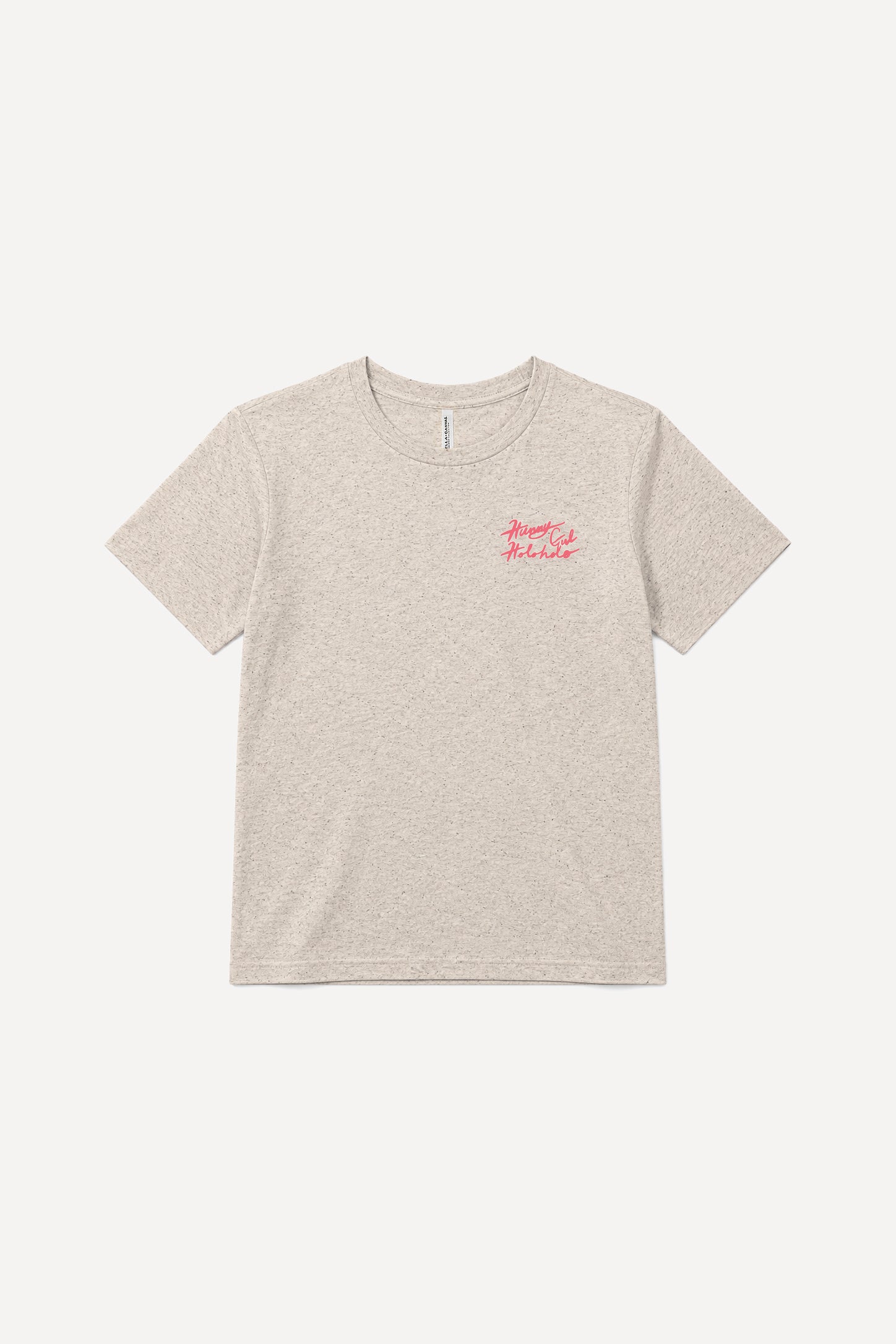 Back product image of the Coconut Ave Hunny Girl Holo Holo Graphic Tee in oatmeal heather featuring the exclusive Hunny Girl Holo Holo graphic artwork