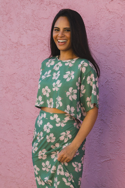 Cabana Crop Top - Island Bloom Jungle