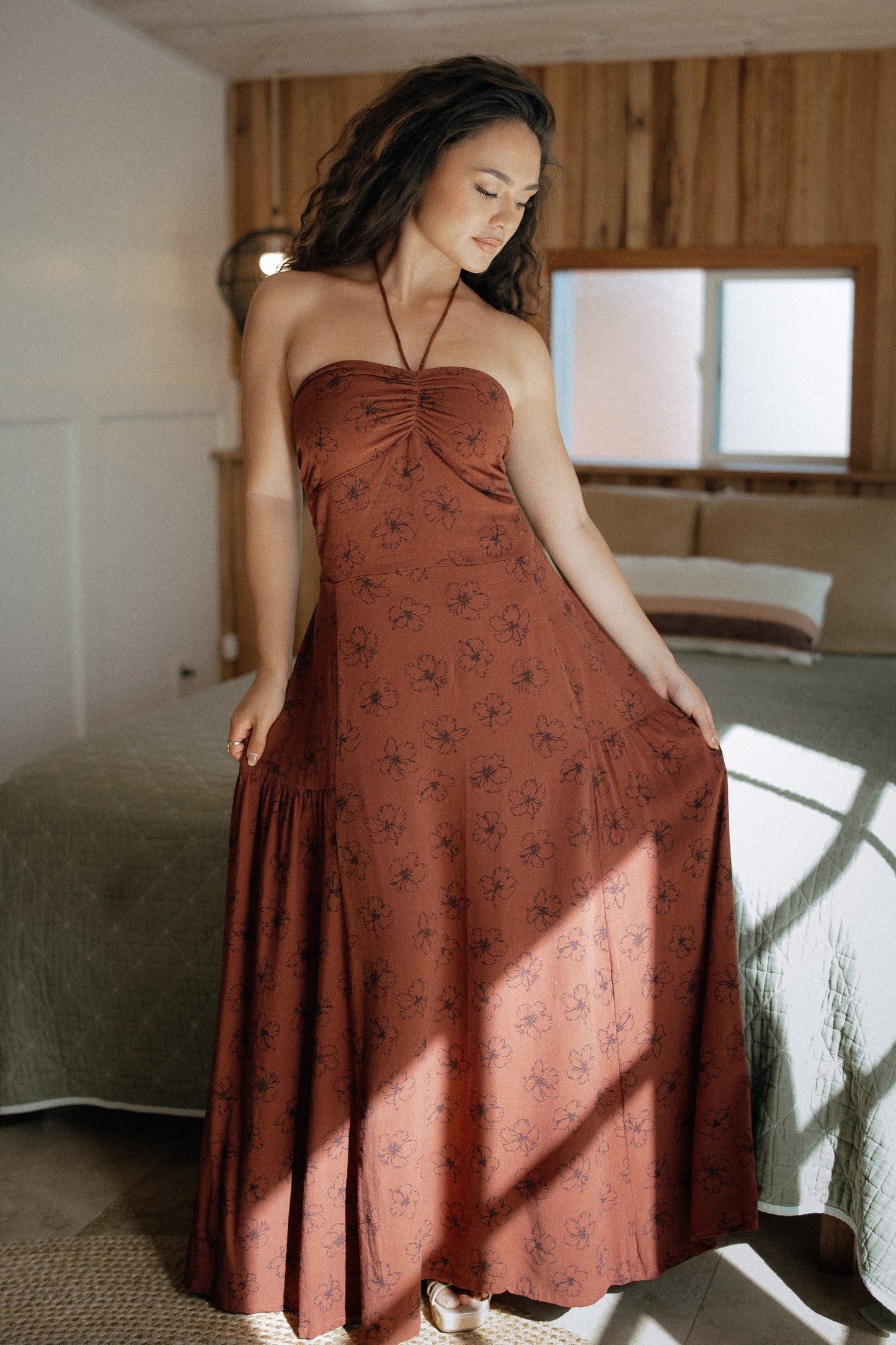 La Brisa Maxi Dress - Chocolate Bloom