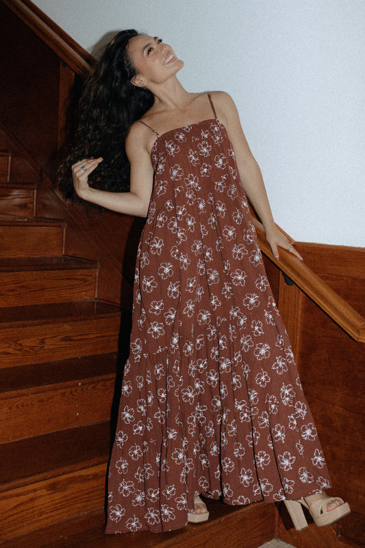 Waikiki Maxi Dress - Chocolate Bloom