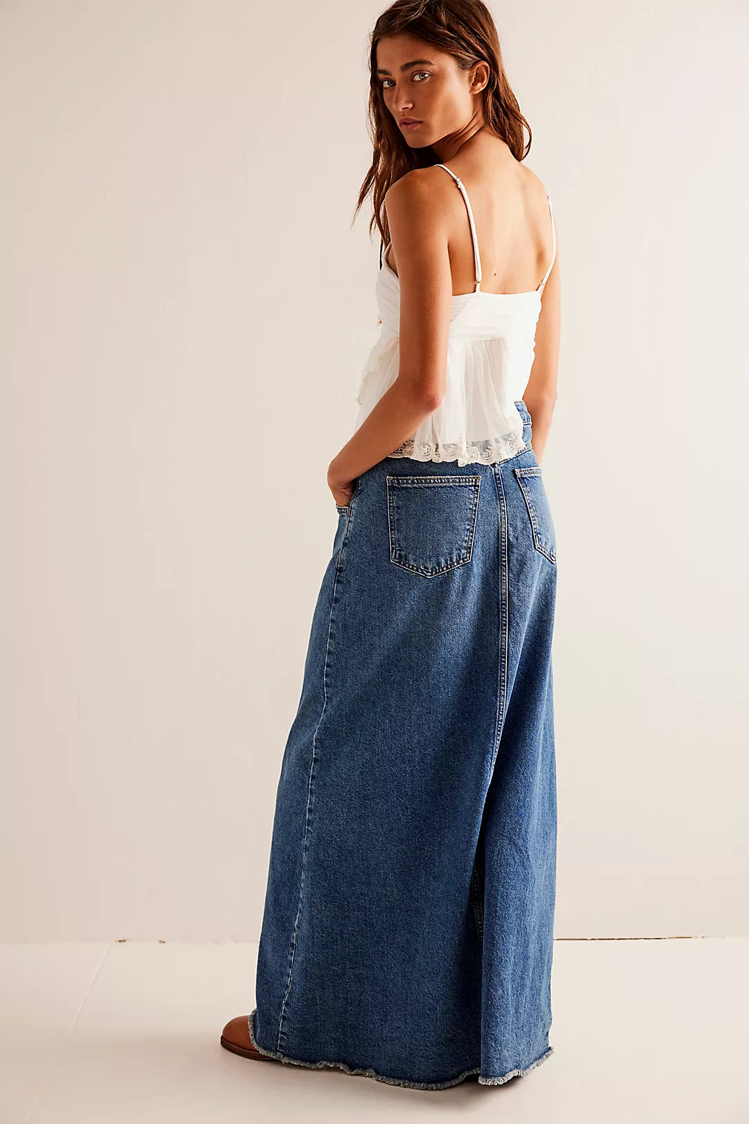 Come as you Are Denim Maxi Skirt