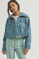 Side To Side Cropped Denim Jacket - River Wash