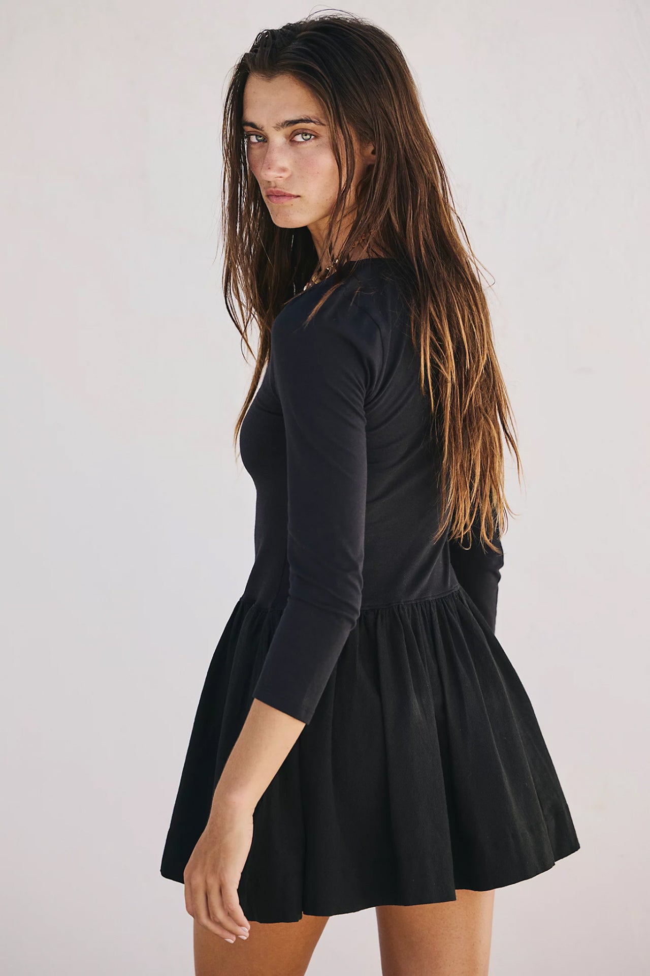 Onda Drop-Waist Long-Sleeve Mini