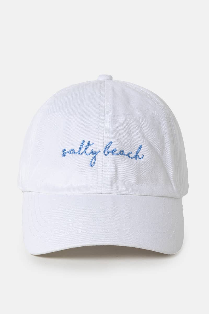 Salty Beach Embroidery baseball hat: LT BLUE.