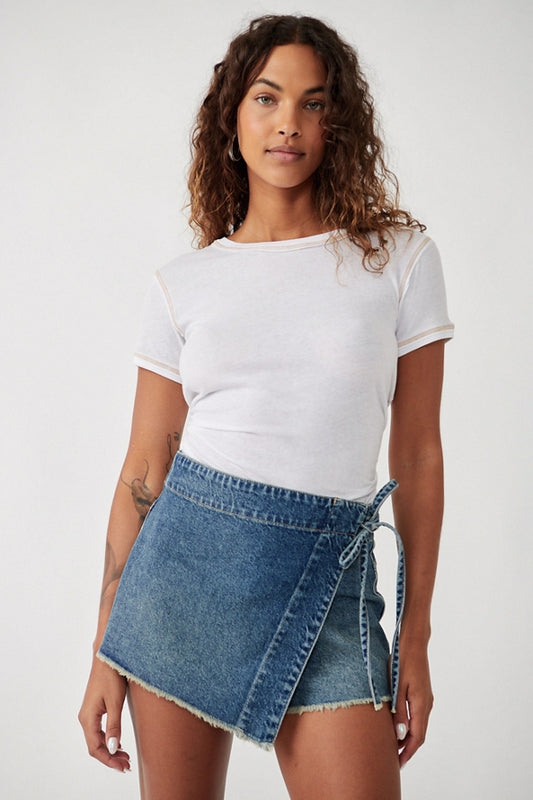 Emmy Denim Skort - Misty Blue