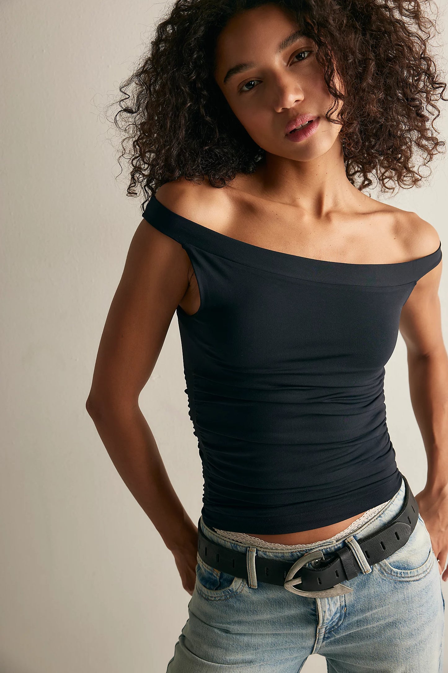 Round Two Asymmetrical Tank Top - Black