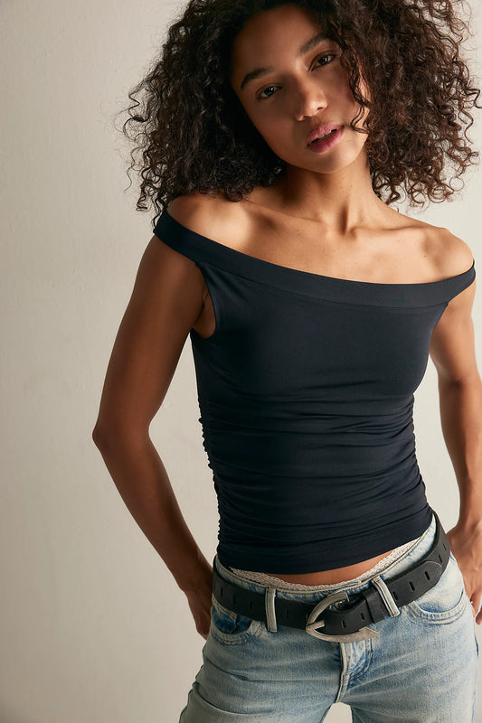 Round Two Asymmetrical Tank Top - Black