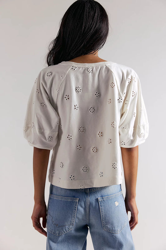 Jessie Eyelet Tee - Whisper White
