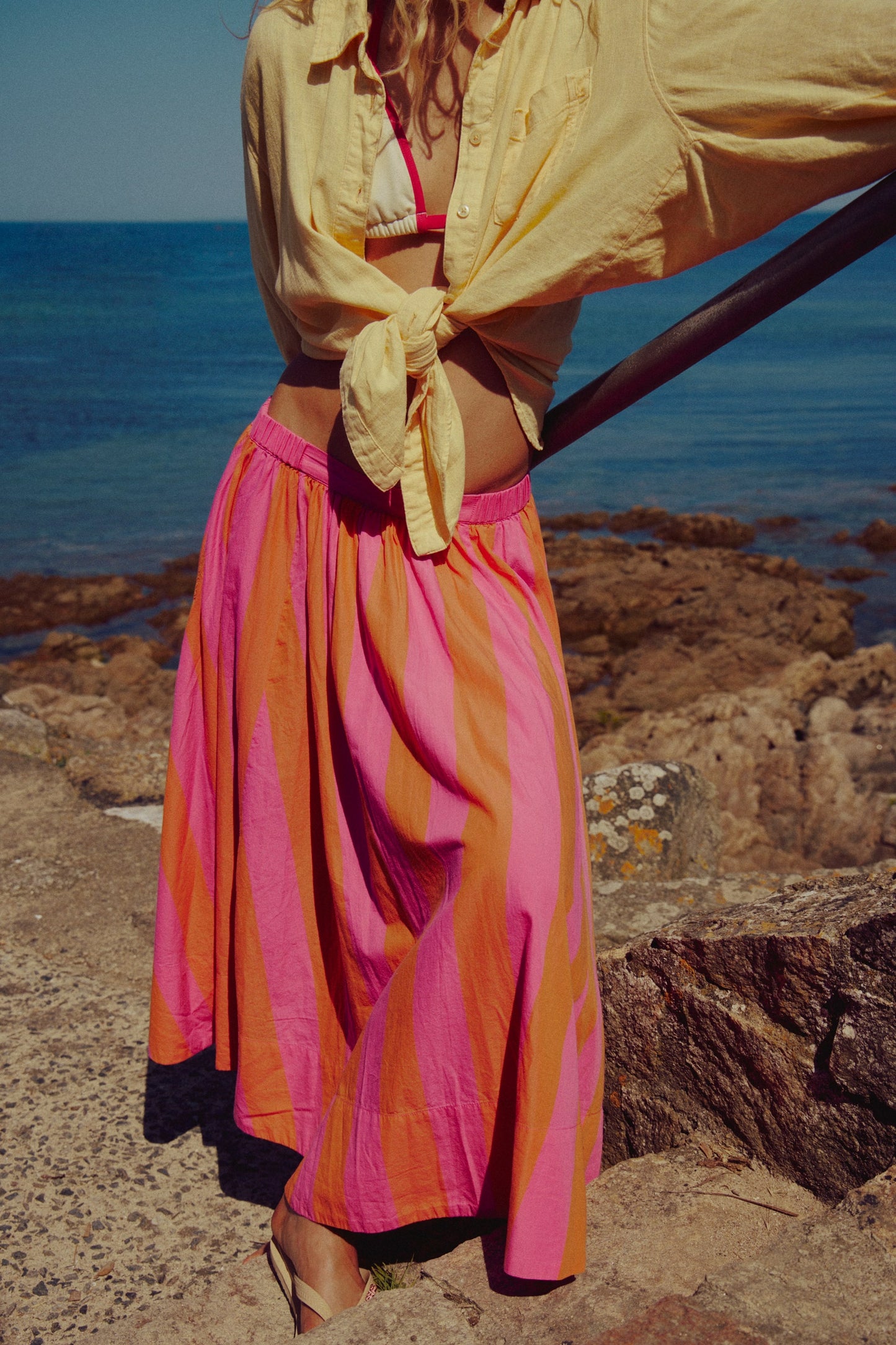 Lowen Striped Midi Skirt