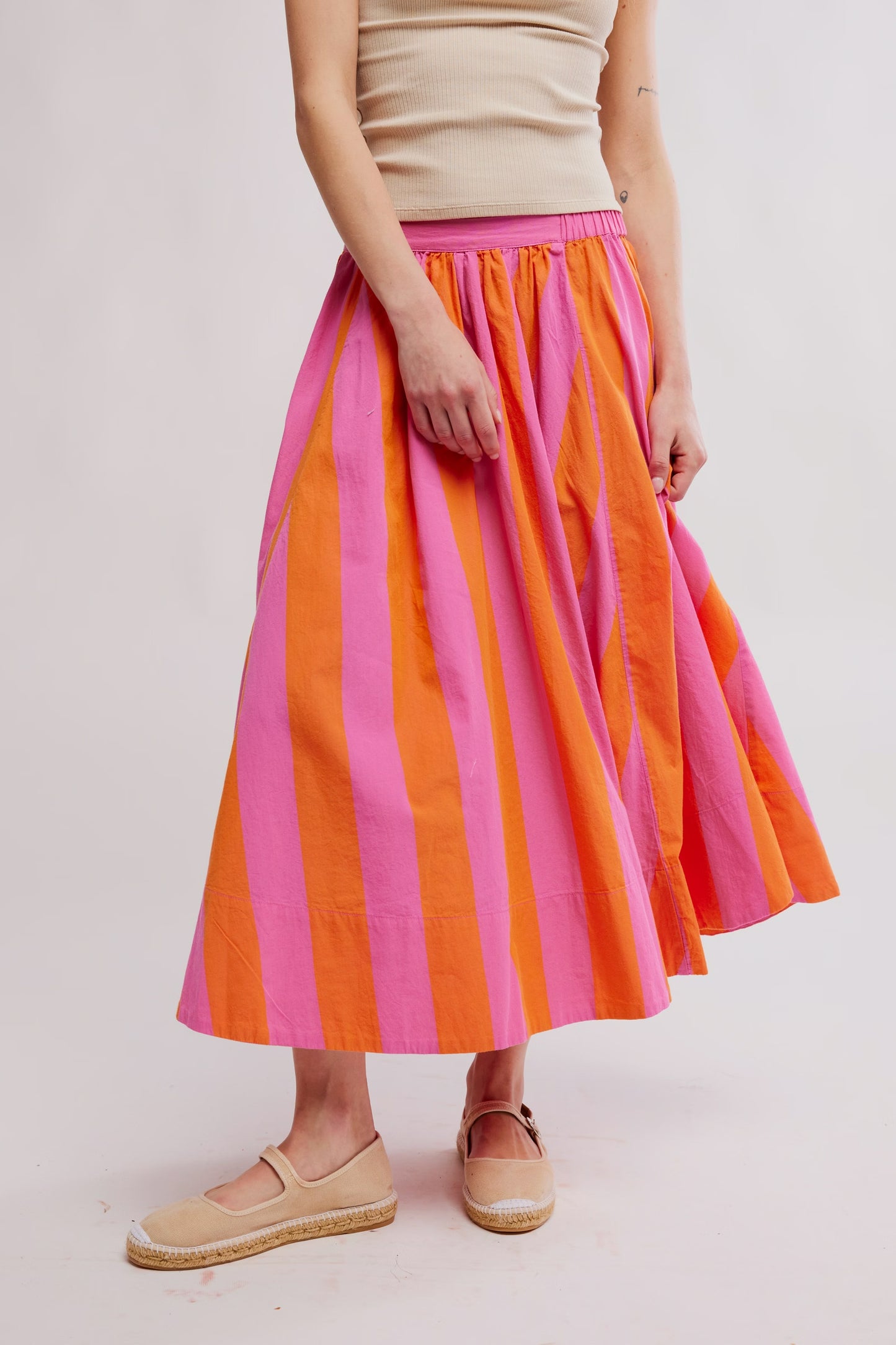 Lowen Striped Midi Skirt