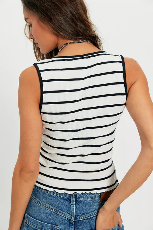 Tilly Striped Tank - Black White Combo