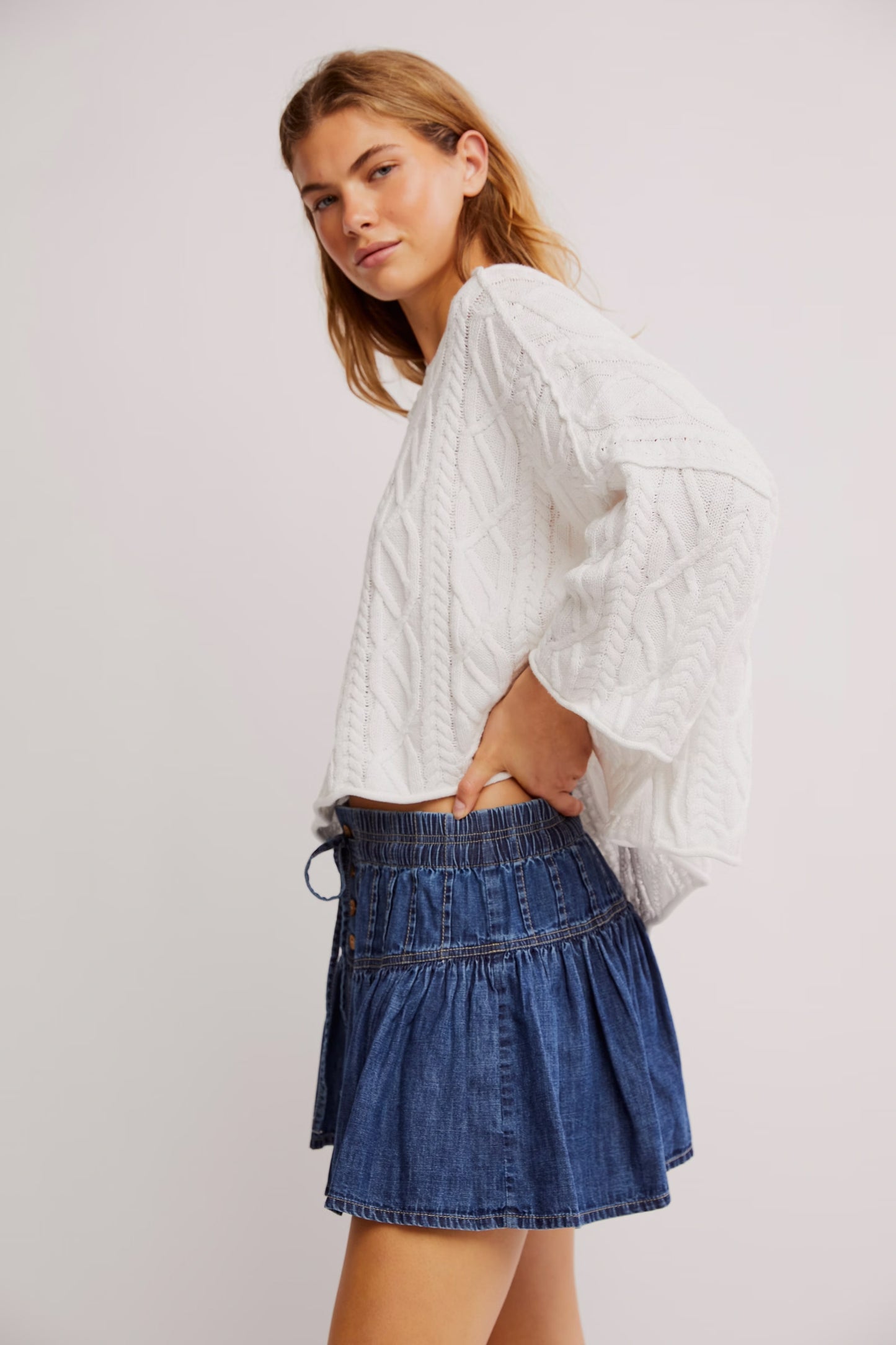 We The Free Roselle Denim Mini Skirt